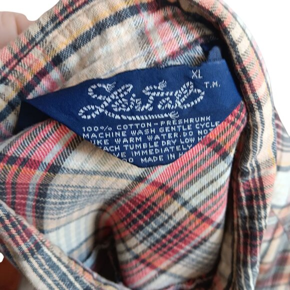 Men's XL Vintage Flannel Western Shirt 1980's Plaid Snap Lariat Hong Kong - Picture 4 of 8